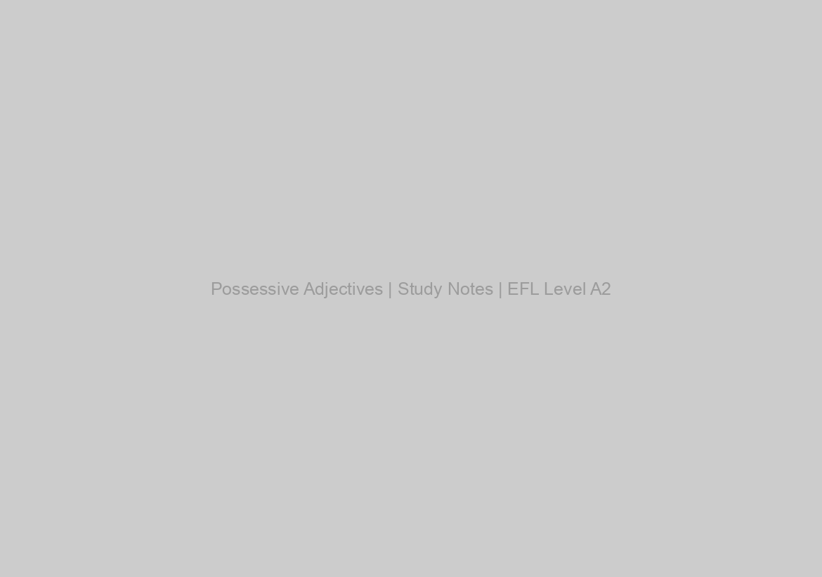 Possessive Adjectives | Study Notes | EFL Level A2